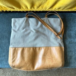 Canvas and leather tote bag